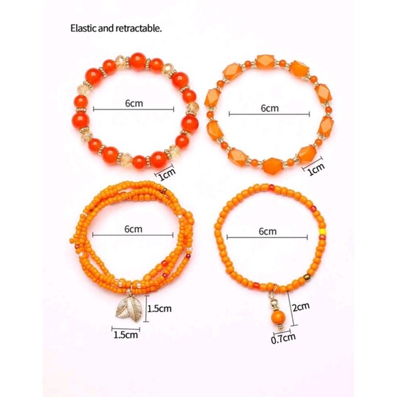 Boho Style Leaf Pendant Beaded 4-pc. Bracelet Set - Picture 4 of 7